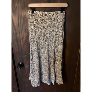 American Eagle Speckle Print Button Front Maxi Skirt Tan Black Viscose M